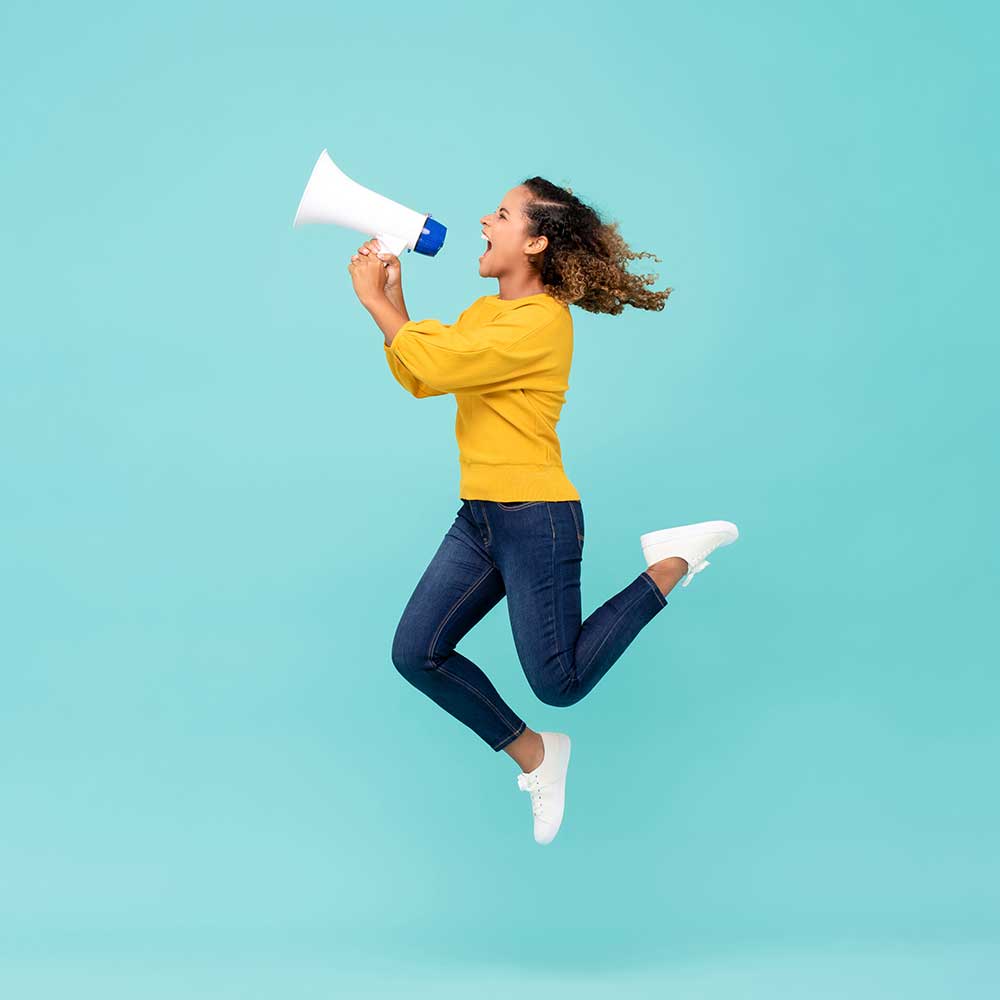 calls to action funnel your visitors into your ecosystem photo of woman with megaphone