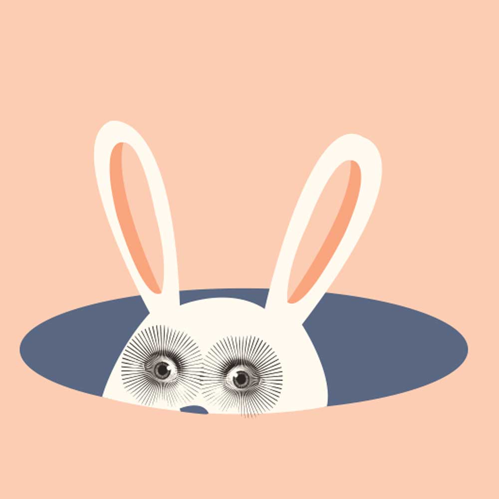 Personal Brand as Anxiety buster illustration of rabbit peeping from a burrow
